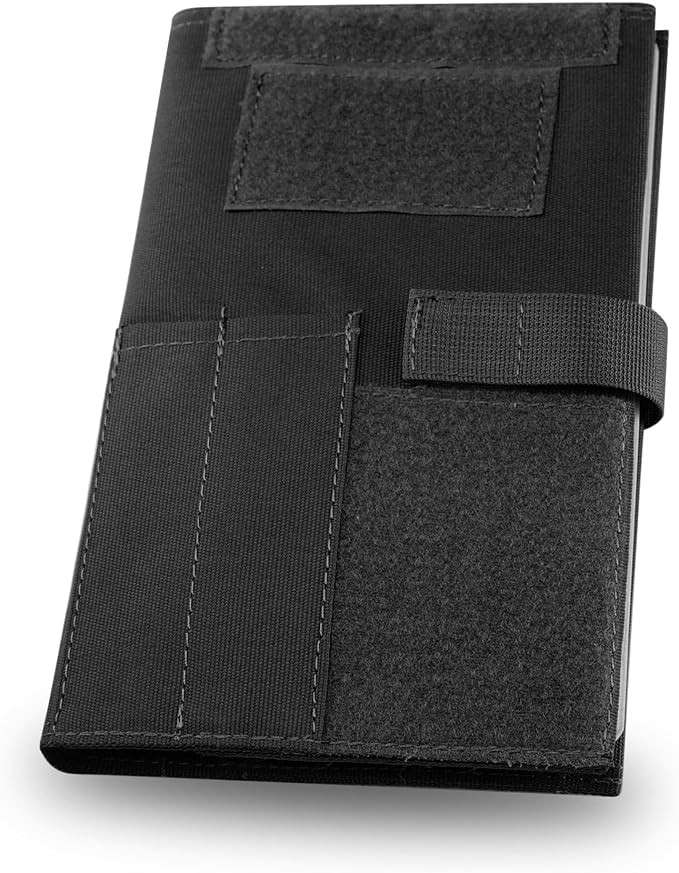 KOSIBATE OCP Military Log Book Cover,5.5”X 8”Army Tactical Notebook(Black,Only Cover)