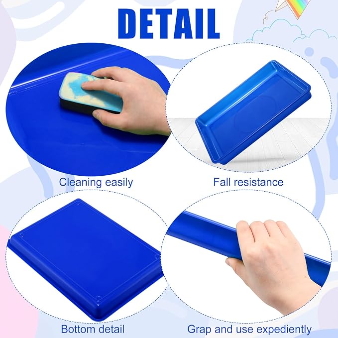 Hoteam 10 Pcs Flat Storage Organizer Tray Bin Paper Tray for Classroom Plastic Stackable File Organizer for School Office Teacher Book Organization(Blue,16.14 x 11.81 x 1.38 Inch)