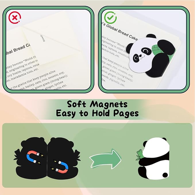 10 Pcs Panda Magnetic Bookmarks Cute Bookmark Panda Book Marks for Reading Women Teens Girls Book Pandas Lovers Gifts