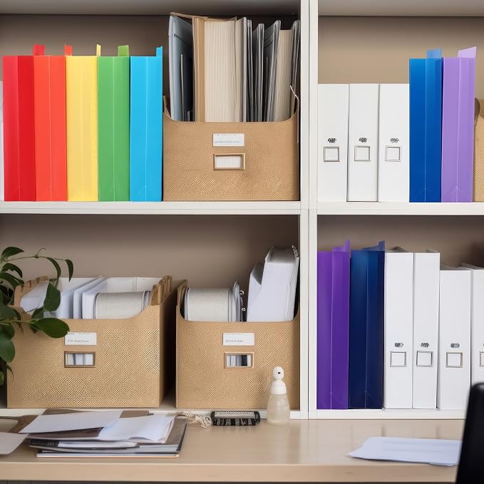 60 Pack File Jackets Letter Size 2 Inch Expansion Manila Plastic File Folders Expandable Heavy Duty Reinforced Straight Cut Tab Expandable Document Jacket for Home Office