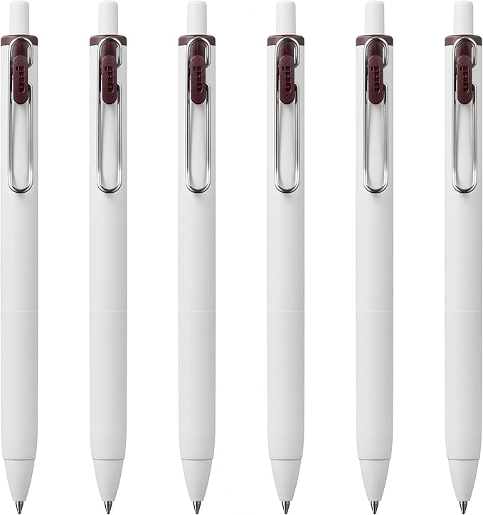 Uni-Ball one Retractable Gel Pens, Medium Point (0.7mm),Brown Black Ink, 6 Pens