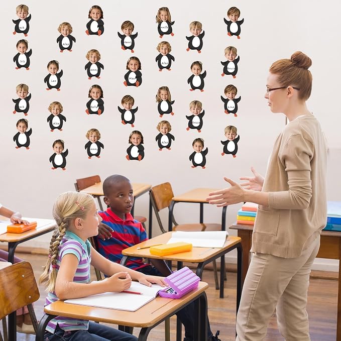 60Pcs Winter Penguin Paper Cutouts Winter Bulletin Board Decorations Black Penguin DIY Photo Craft Cutouts Christmas Classroom Supplies for Teacher Student School Holiday Party Chalkboard Wall Decor