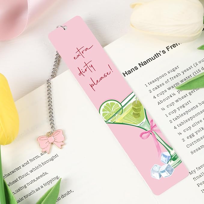 Martini Themed Bookmark Gifts - Cute Bookmarks for Women, Funny Book Accessories for Book Lovers Bookworm, Dirty Please Halloween Thanksgiving Christmas Birthday Gifts for Friends