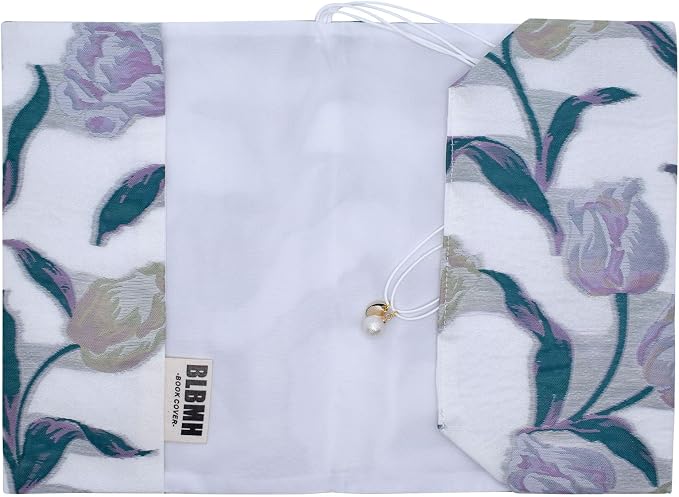BLBMH 6x9 Bible Book Cover for Women, Non-Stretch Fabric Protector for Paperback, Handmade Soft Cloth Sleeve with Bookmark for Journals Notebooks | Privacy Reading Gift - Tulip