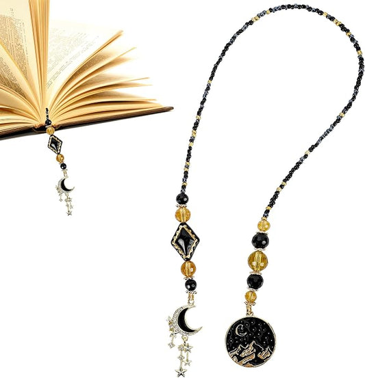 Fantasy Acotar Bookmark Gifts - Inspirational Moon Star Beaded Bookmarks for Women Men Book Lovers Crystal Bead Chain Page Marks School Reading Accessories Bookish Gift for Birthday Christmas
