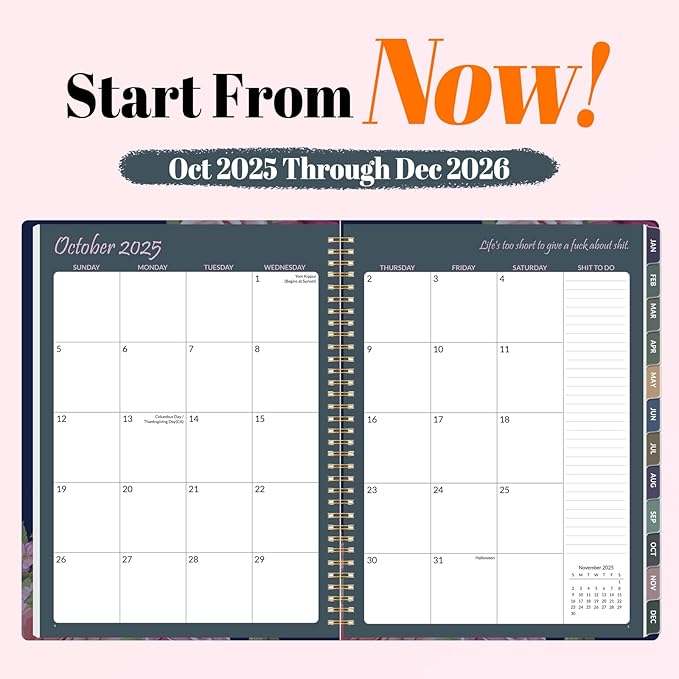 Fuck It 2026 Planner for Women, 8.5" x 11", 12-month Funny Weekly Agenda With Sweary Affirmation and Badass Quotations White Elephant Gifts- from January 2026 - December 2026, Blue Rose