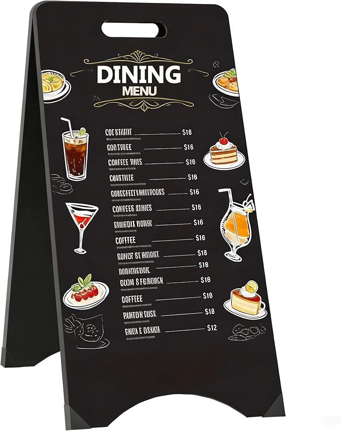 A-Frame Chalkboard Sign Large 15" x 30" Sandwich Chalkboard Double Sided Sidewalk Signs Outdoor Foldable Blackboard Menu Display for Weddings, Restaurant, Business