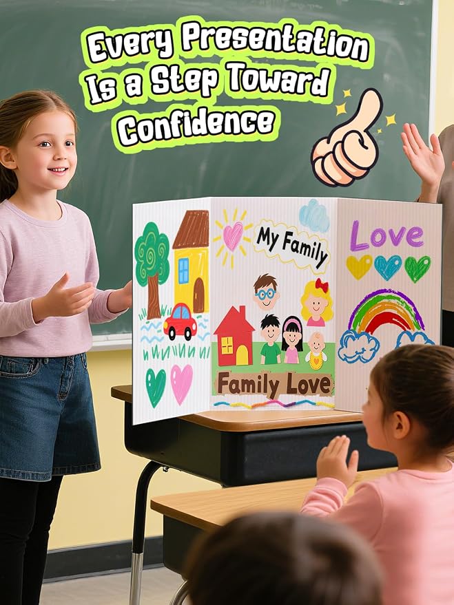 Cosweet 6 Pack Small Trifold Poster Board 24" x 16" - Premium Quality Thick White Presentation Boards for Science Fair School Project, Display Board for Classroom Business Supplies
