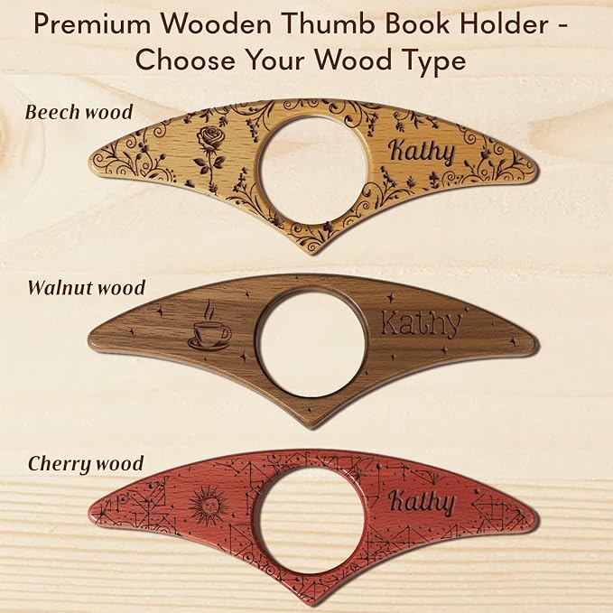 Custom Book Page Holder, Thumb Book Page Holder, Personalized Wooden Page Holder for Reading, Gifts for Book Lovers Teachers Appreciation Gifts on Birthday (Style 2)