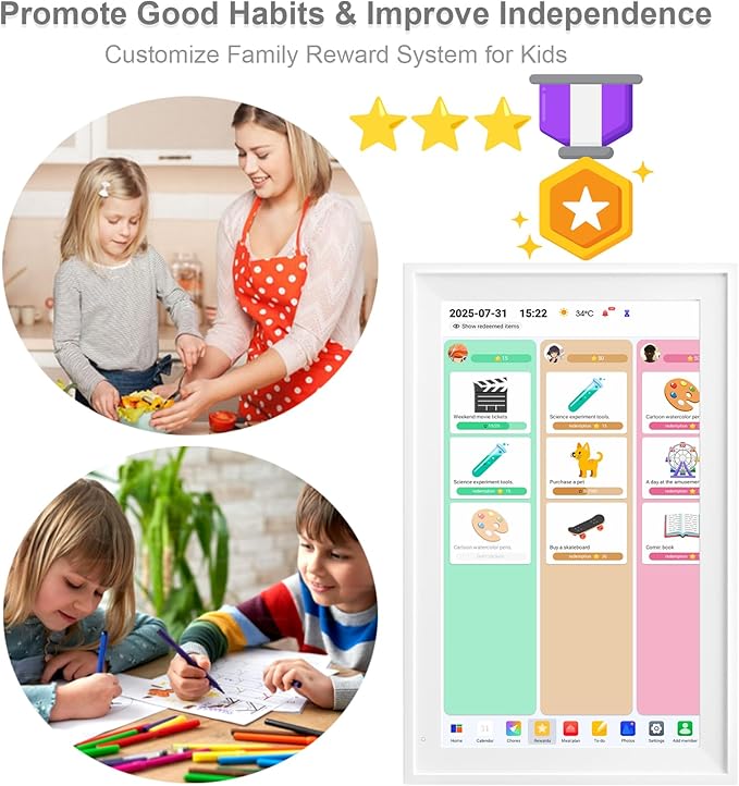 Digital Calendar, 15.6 inch Smart Wall Planner with Touch Screen, Electronic Calendar & Chore Chart Full HD Interactive Display for Family Schedules, Kid Activities Organizer Housework To-do List Reminder