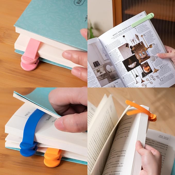 9Pcs Automatic Bookmark, Silicone Smart Book Marks for Reading Women, Men, Kids,Cute Unique Book Markers Bookmark Clip Reading Accessories Gifts for Book Lovers