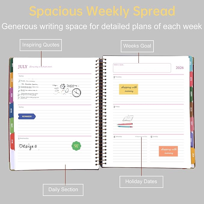 Yoment Planner 2026-2027 Weekly and Monthly 8.5"x11" Large Hardcover Planner from Jul 2026 - Dec 2027 18 Months Calendar Planners for Women Men Yearly Agenda Daily Weekly Planning with Tabs, Black