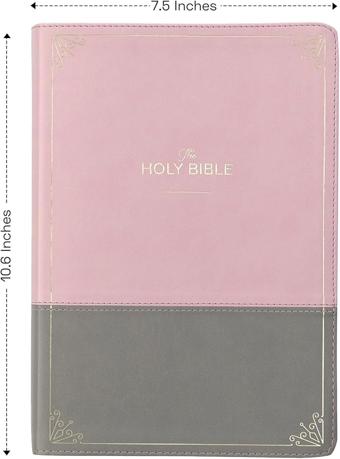 Personalized KJV Womens Large Bible Two-Tone Faux Leather King James Version Giant Print Size with Index Tabs | Custom with Name, Date or Text | Gift for Christian & Religious Celebrations