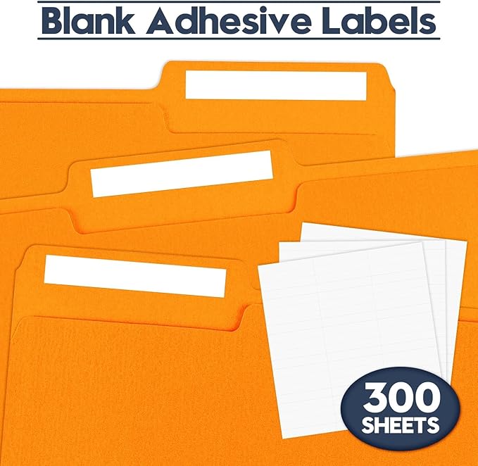 File Folders,Colored File Folders Letter Size,8.5" x 11",150 Pack 1/3 Cut Tab Bulk Folders,Durable Paper Folders with Blank Labels for Office Business School Home Use,Pumpkin Orange