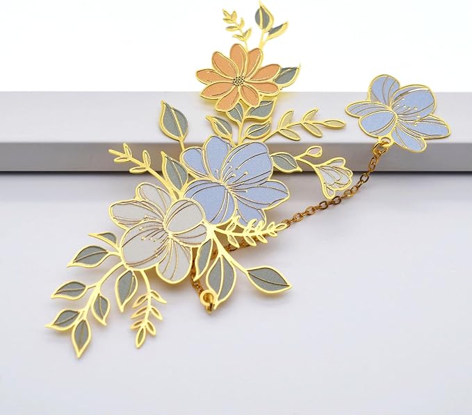 BLBMH Flowers Bookmark for Women Mother's Day & Teacher Appreciation Gifts - Unique Cute Funny Metal Book Marks for Girls & Mom Readers - Blue