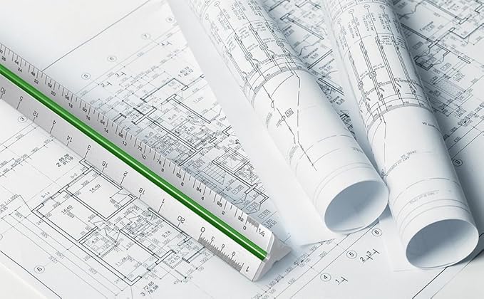 ARTEZA Architectural Scale Ruler – 12-Inch Triangular Ruler, Anodized Aluminum Tool with Laser-Etched Markings for Blueprints & Tech Drawings