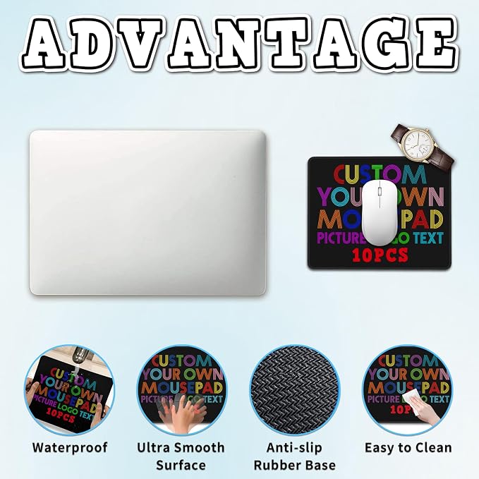 Mouse Pad Personalized, 7 * 8.6in Custom Mouse Pads for Desk 10 PCS, Computer Desk Work Desks Accessories, Office Supplies, Computer Mouses Pad, Mouse and Keyboard Pad