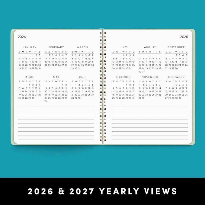 PAPERAGE 2 Year Monthly & Yearly Planner, 24 Months (January 2026 - December 2027), 8.5 in x 11 in, Spiral Bound 2026-2027 Planner with Monthly & Yearly Views, Note Pages & Trackers - Blush