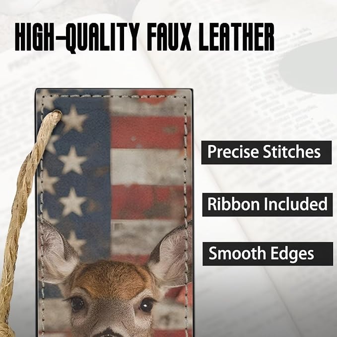Book Marks for Book for Women Vintage Deer American Flag 2PCS Bookmarks with String Portable Bookmarks
