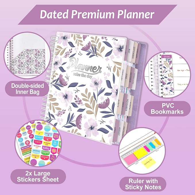 Planner 2026-2027, 18 Months Large Academic Daily Weekly Monthly Organizer | July 2026 - Dec 2027, 8.5x9.8", Page Tabs & Separator Page, Pocket Folder, Bookmark, Stickers & Sticky Note Set