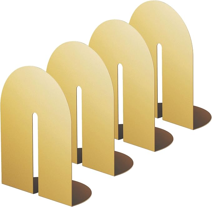 Runway Gold Bookends for Books,2 Pair Metal Book Holders for Office Shelves Adults & Kids Gift(Gold*2)