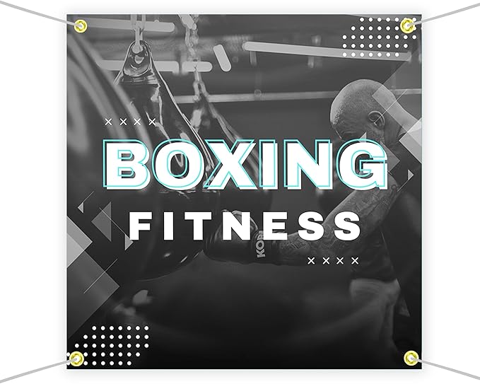 Boxing Fitness Large Banners and Signs for Outdoor by Mavis Printing-Polyester Banner with 4 Holes for Easy Hang Indoor & Outdoor|4x1 Feet HD Print Sign to Promote Church| Made in USA
