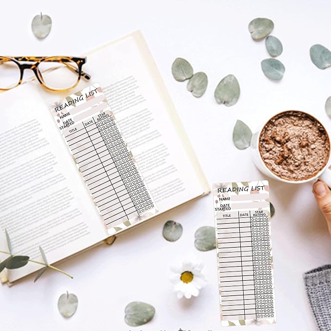 Reading List Bookmark Tracker 3x8 Inch Personal Libraries Cards 100 Pcs Book Tracker Reading Page Cards Book Reading Log for Reading Student Lover Readers Literary Gifts,Book Accessories Thick