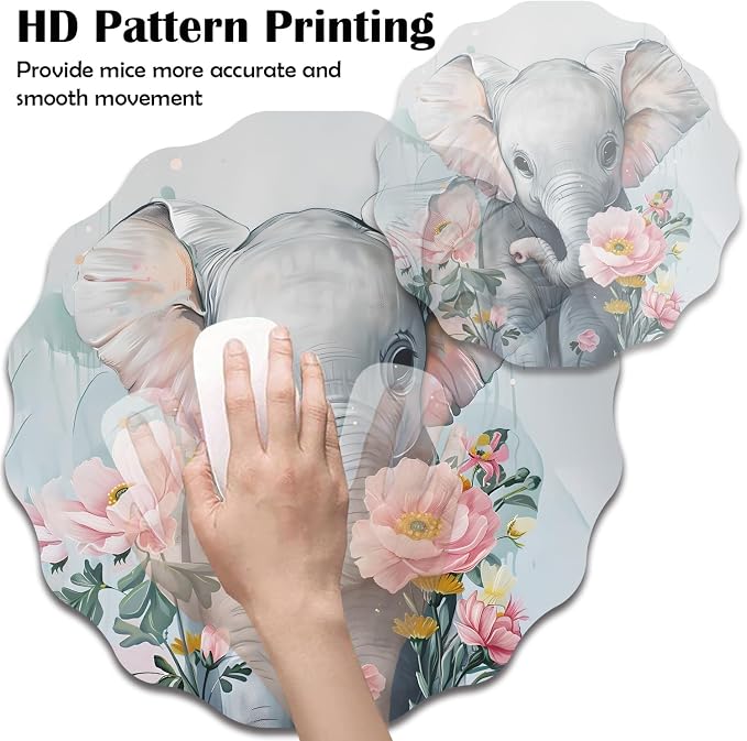 Pen Holder for Desk, PU Leather Multifunctional Desktop Storage Box and Anti-Slip Mouse Pad Set, Makeup Brush Holder Pen Organizer for Office and Home - Little Elephant Flower