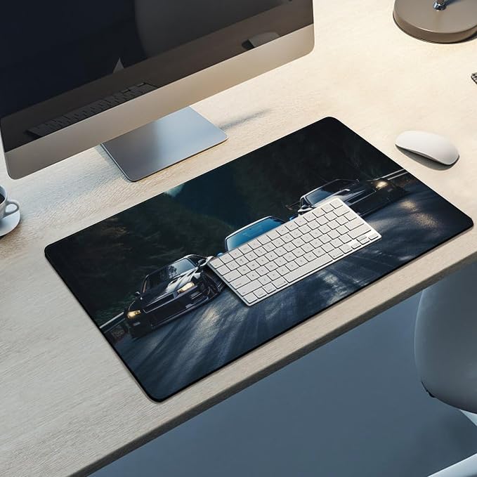 Large Mouse Pad Gaming R34 Sports Car Racing JDM Car Cool Big Computer Desk Mat Desk Pad for Keyboard and Mouse Mat Non-Slip Base 40X75cm