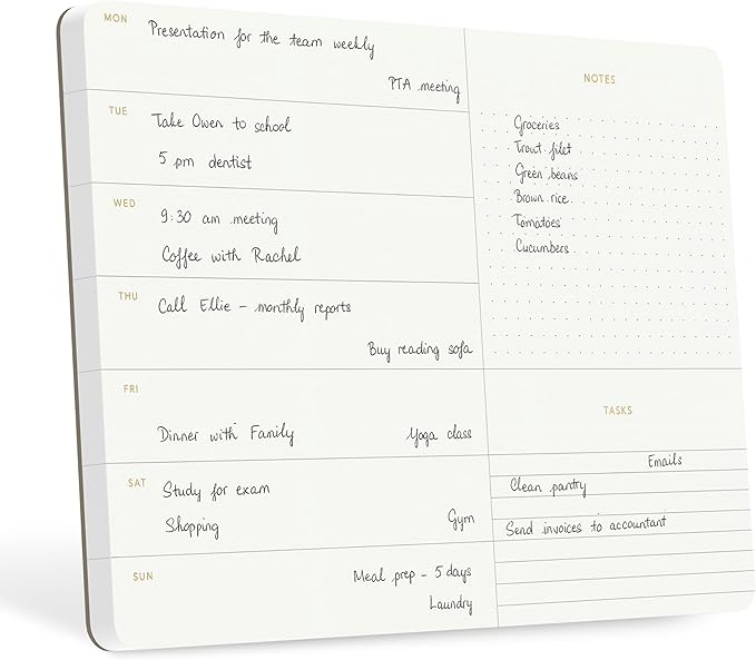 Pinesman - Elegant Weekly Planner Notepad, Undated, 11.22" x 7.87", 52 Sheets (Whole Year), Gold Foil, Tear Off Sheets, Minimalist Work Planner Pad, Weekly To Do List Notepad, Eco-friendly, FSC™ Certified Weekly Desk Planner
