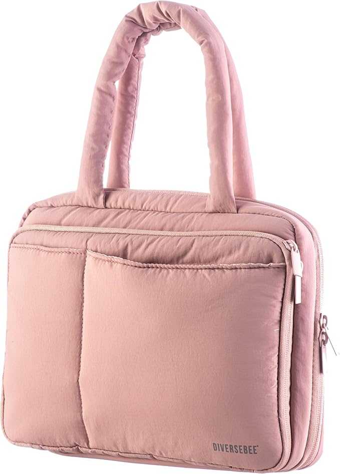 DiverseBee Large Bible Cover with Handles, Carrying Case for Women, Tote Bag, Book Cover, Bible Accessories, Christian Gift (Pink)