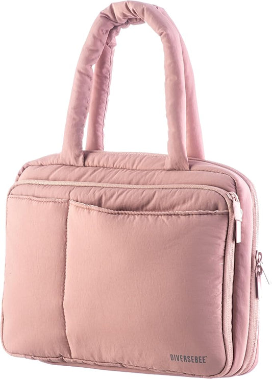 DiverseBee Large Bible Cover with Handles, Carrying Case for Women, Tote Bag, Book Cover, Bible Accessories, Christian Gift (Pink)