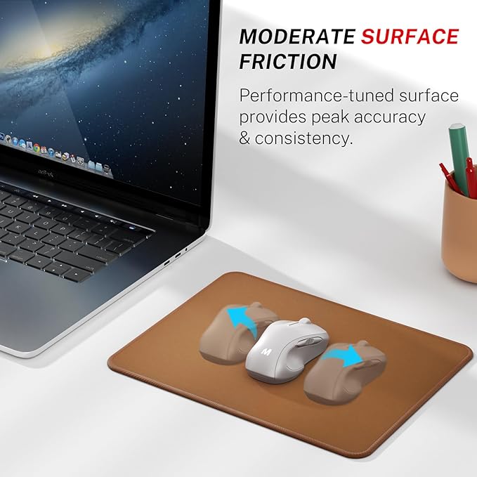 MROCO Essential Office & Gaming Mouse Pad, 8.5 x 11 Inch, Coffee Brown | Anti-Fray Stitched Edges, Functional Pattern Design, Non-Slip Rubber Base, Water and Stain Resistance