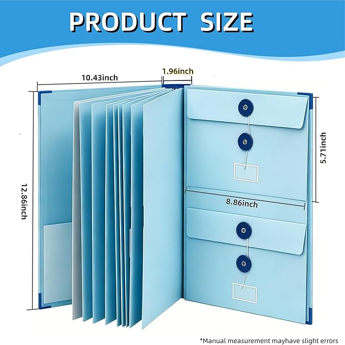 Important Document Organizer for Family Records, Home Filing System with Tabs and Pockets for Passport, Birth Certificate, Insurance Policies, Legal Documents and Important Papers(Blue)