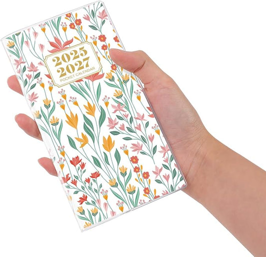 Pocket Calendar 2026-2027 for Purse, 2 and a Half Years Monthly Planner, 30 Months, Planner Small Size (6.5” x 3.5”), July 2025 to Dec 2027 Pocket Calendar for Organizing & Planning (Pink Flower)