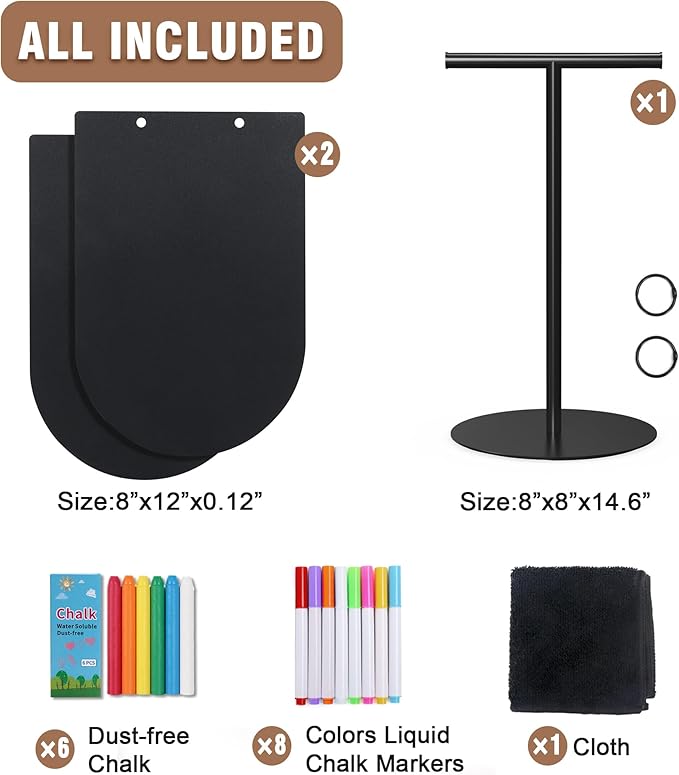 SELEAD Small Chalkboard Words Sign - 8x12 Inch Tabletop Decorative Chalk Board with Metal Stand, Half Circle Double-Sided Message Menu Board for Food, Store, Business, Wedding