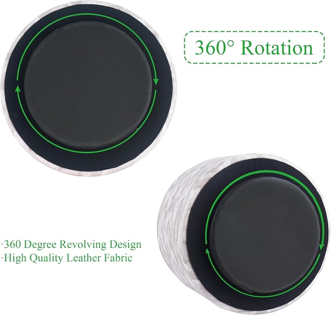 Round Leather Art Supply Organizer,Remote Control Holder,360 Degree Rotating,Multi-Functional Pencil Holder,4 Compartments Desktop Stationary Organizer(1-Camouflage White)