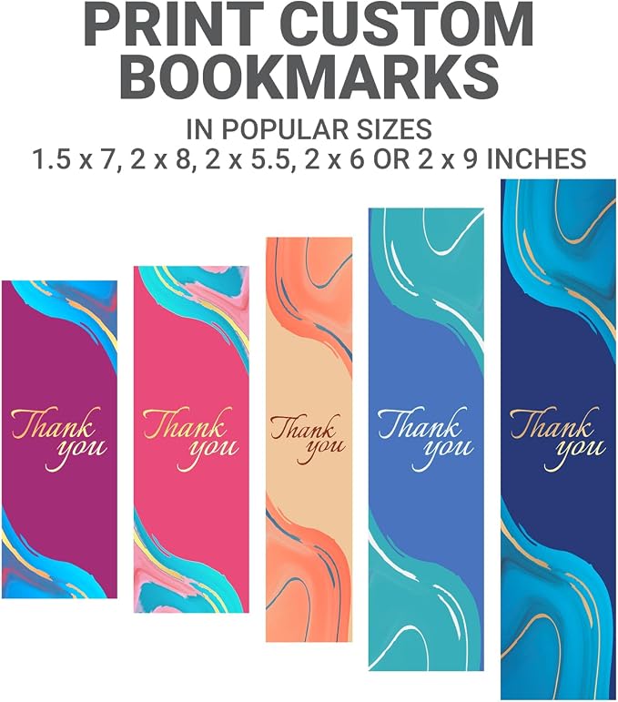 GotPrint Custom Made Bookmarks | 2x6 Upload Photos, Logos, or Text | Glossy Paper Full Color | Personalized Bulk Gifts for Classrooms, Birthdays, and Book Clubs, 1000 Qty