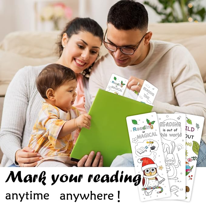 Anseal 180 PCS Color Your Own Bookmarks Bulk, DIY Bookmarks for Teens, Cute Animal Bookmarks for Reading Lover, 12 Styles Fun & Personalized Bookmark for Students, Classroom Rewards Supplies