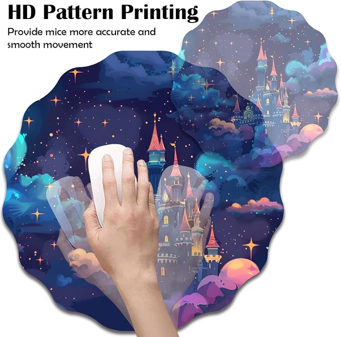 Pen Holder for Desk, PU Leather Multifunctional Desktop Storage Box and Anti-Slip Mouse Pad Set, Makeup Brush Holder Pen Organizer for Office and Home - Astral Cloud Castle