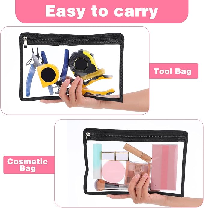 Yolev 8 Pack Clear Zipper Pouches PVC Waterproof Envelopes Clear Zipper Bags Folder Storage Pouch Multi Purpose Pouch Document File Organization Bags, Office Supplies