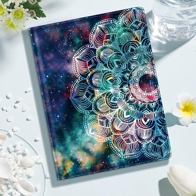 WAVEYU Business Portfolio Folder for Men Women, Padfolio Cover, Conference/Resume/Legal Document Organizer with Letter/A4 Size Clipboard Hardboard, Business Card Holders, Document Sleeve, Mandala