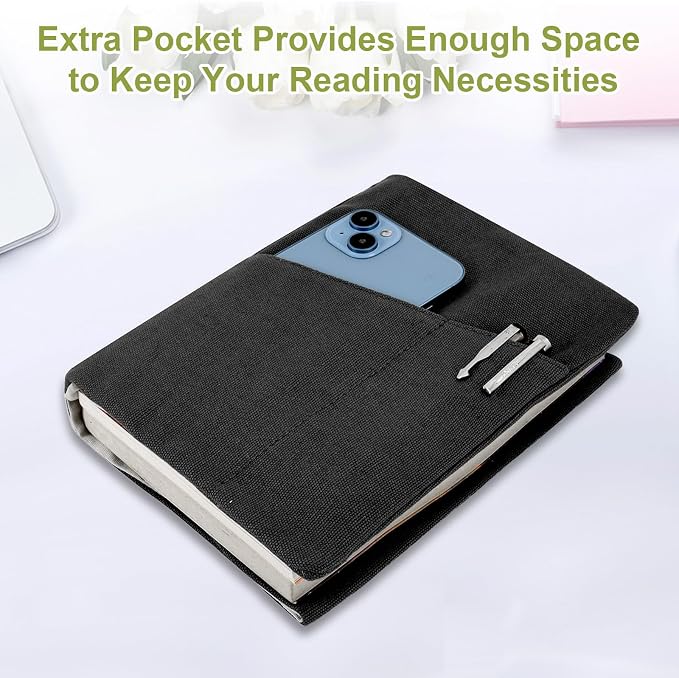 Book Covers for Paperbacks,Reusable Book Protector for Soft (Black, 8.5 Inch x 2 Inch)