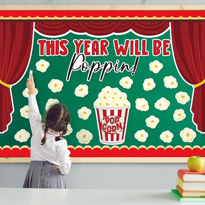 JarThenaAMCS 74 Pcs Popcorn Bulletin Board for Classroom Decorations DIY Crafts Movie Themed Paper Cutouts for Students Wall Popcorn Party Supplies Back to School Decor
