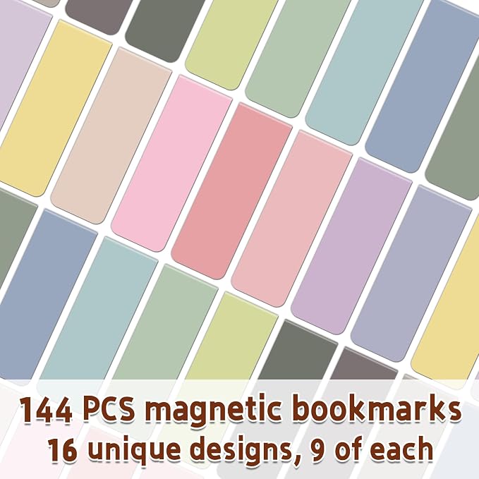 144Pack Magnetic Bookmarks for Reading Women Men Teacher Book Lovers Gifts, Bookmarks Bulk Personalized Bookmark Magnet Bookmark Clips Cute Pretty Funny Book Markers (Morandi)