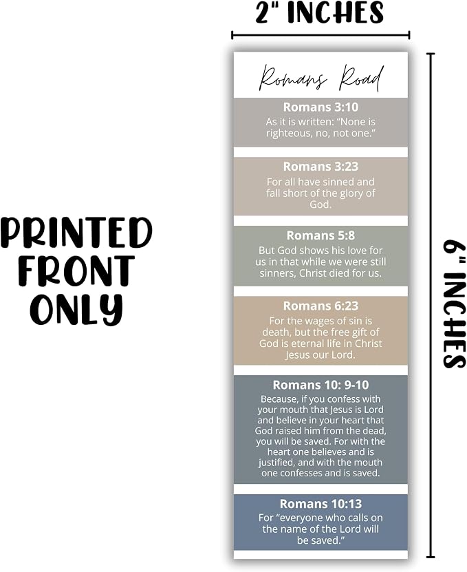 Romans Road Bible Verse Bookmark 50pk 2x6” Minimalist Modern How To Be Saved Girl Church Baptism Gift Youth Camp Present