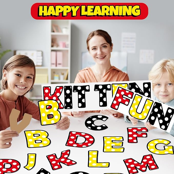 150 PCS Large 6" Bulletin Board Letters Set, Cartoon Mouse Color Classroom Alphabet Cutout Letter for Bulletin Board Display Home School, A Great Helper to Inspire Students' Learning Interest