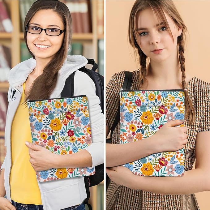 jeilink Book Sleeve Book Protector Book Pouch Book Lovers Gifts Bookish Gifts Book Cover with Zipper for Hardcover Paperback Washable Floral Printed Gift Bag for Women Aunt Girl Birthday, BookCover