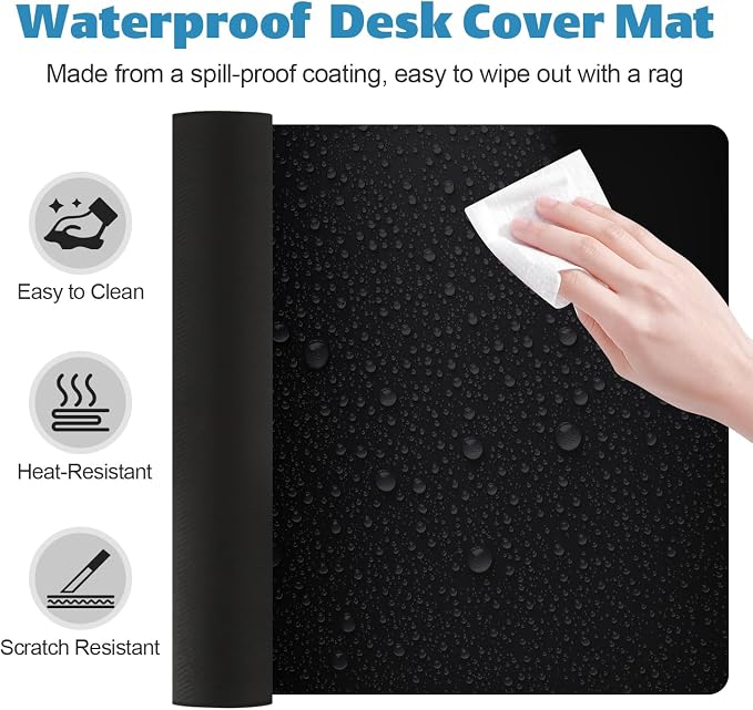 YQE Huge Mouse Pad 3XL: 47.2 x 22.8'' Oversized Extended Desk Mat XXXL, Extra Large Big Gaming Mousepad for Full Desktop, Giant Mouse Pads Computer Desk Pad Thick | Black | Stitched Edge | Waterproof