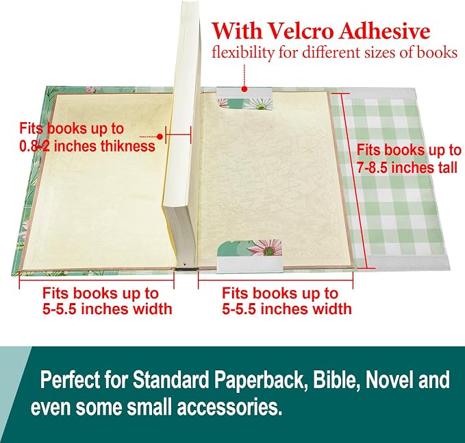 Adjustable Paperback Book Cover Protector, Washable Soft Canvas Fabric Book Covers with Bookmark,Double Side Floral Print Book Dust Jacket Covers for Hardcover Novel Book Lovers Gift S